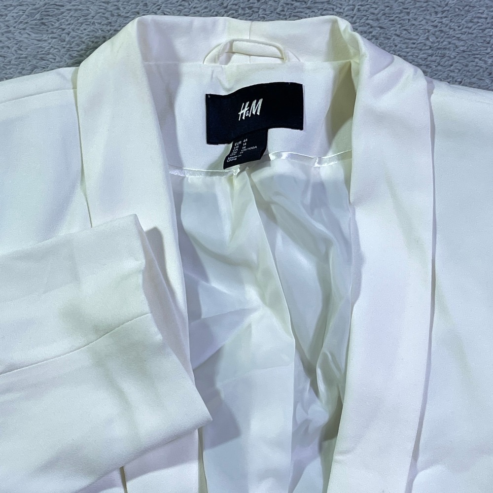 H&M White Tuxedo Blazer Jacket Womens Size 14